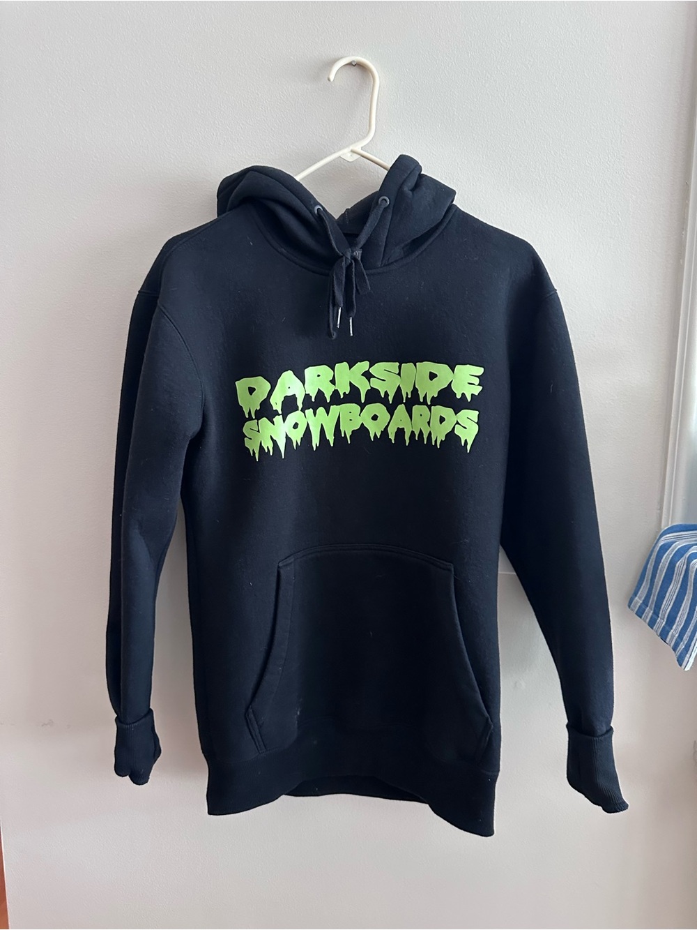 Black Crewneck Sweater with Neon Green Logo